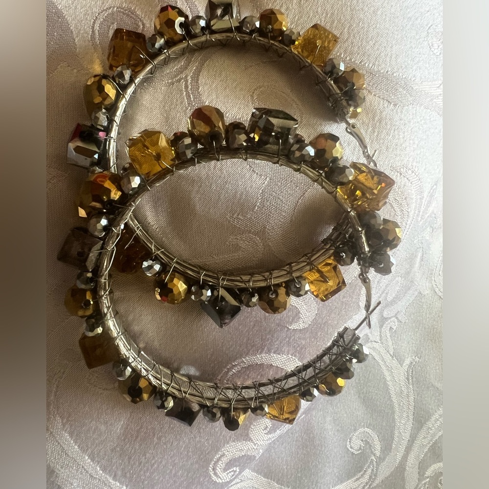 Sassy Jones Rochinda Glass Hoops - Gold and Silver